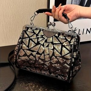 Chic Black and Silver Sequin Shoulder Bag
